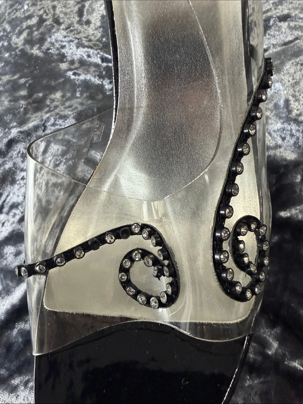 Jante Black/Clear Platform Heels w/Rhinestones
